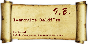 Ivanovics Balázs névjegykártya